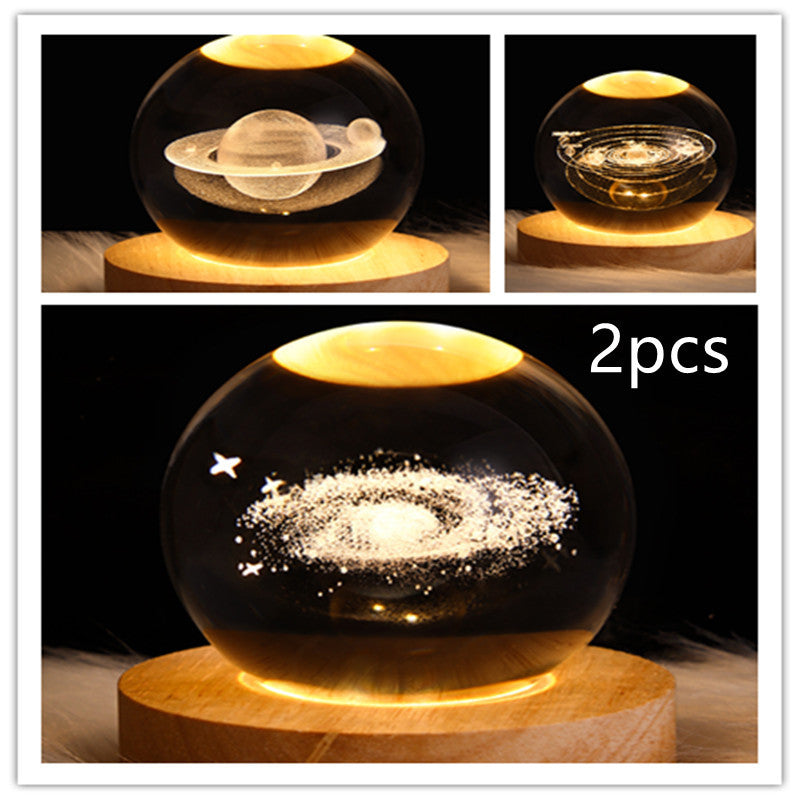 StellarGlow: 3D Galaxy Crystal Ball Night Light & Planet Lamp