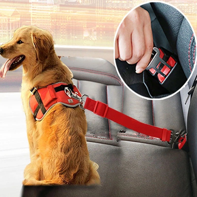 Safe & Snug: Adjustable Pet Car Seat Belt & Harness Clip for Dogs and Cats!
