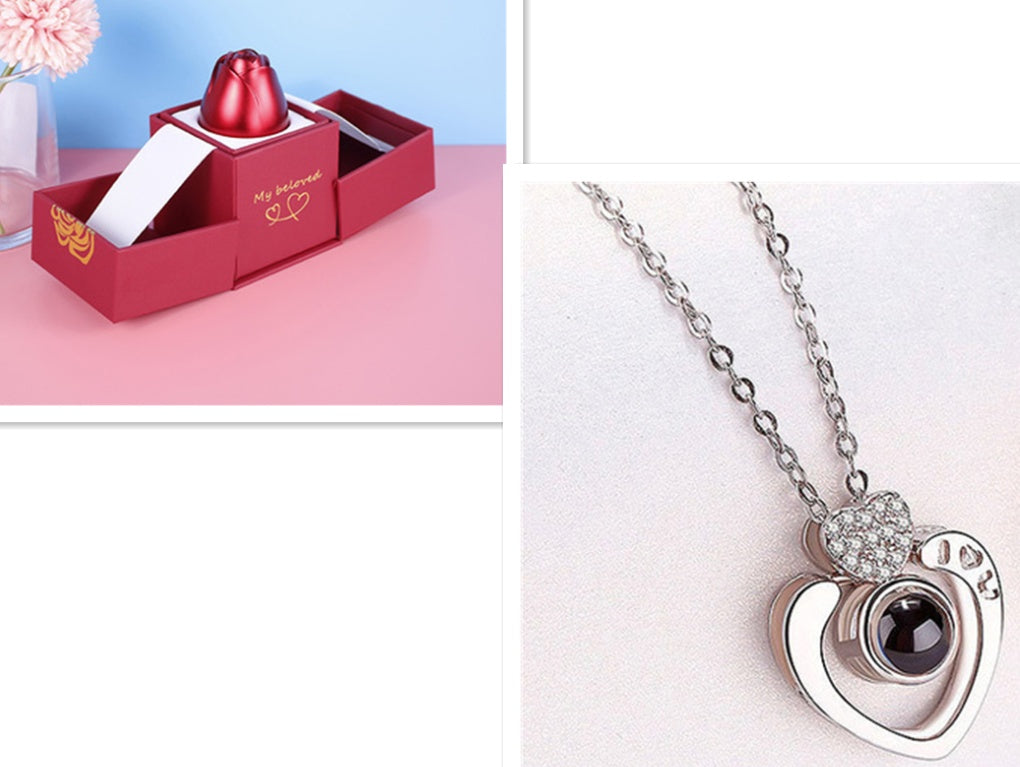 Eternal Rose Jewelry Gift Set: Valentine’s Day Necklace for Her- Best Wishes