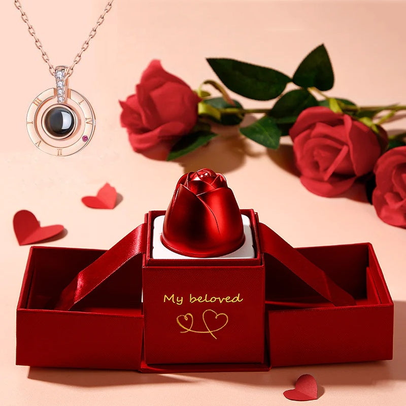 Eternal Rose Jewelry Gift Set: Valentine’s Day Necklace for Her- Best Wishes