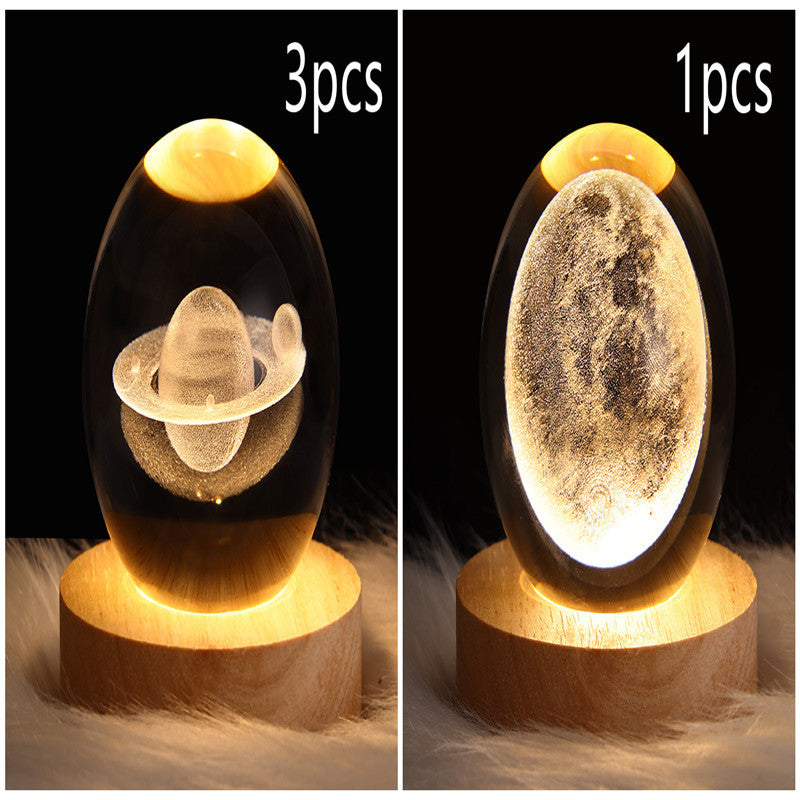 StellarGlow: 3D Galaxy Crystal Ball Night Light & Planet Lamp