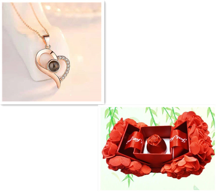 Eternal Rose Jewelry Gift Set: Valentine’s Day Necklace for Her- Best Wishes