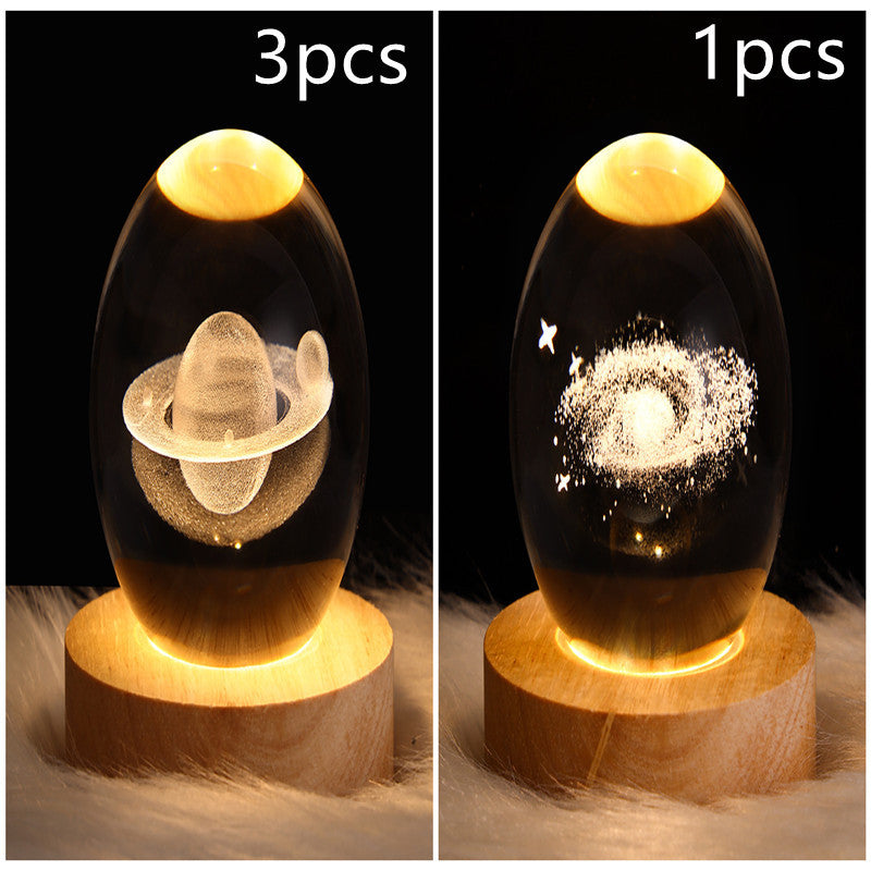 StellarGlow: 3D Galaxy Crystal Ball Night Light & Planet Lamp