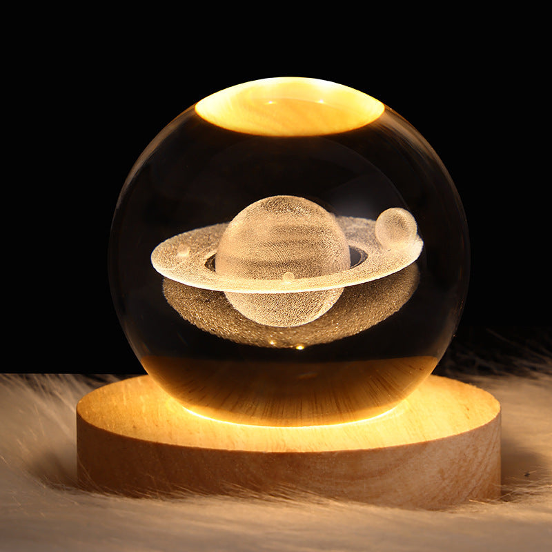 StellarGlow: 3D Galaxy Crystal Ball Night Light & Planet Lamp