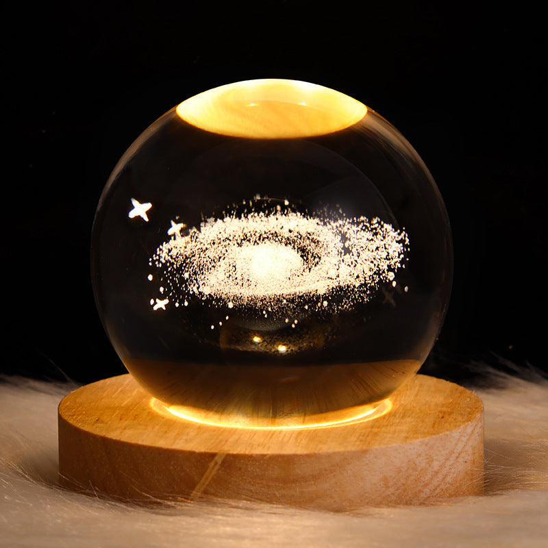 StellarGlow: 3D Galaxy Crystal Ball Night Light & Planet Lamp