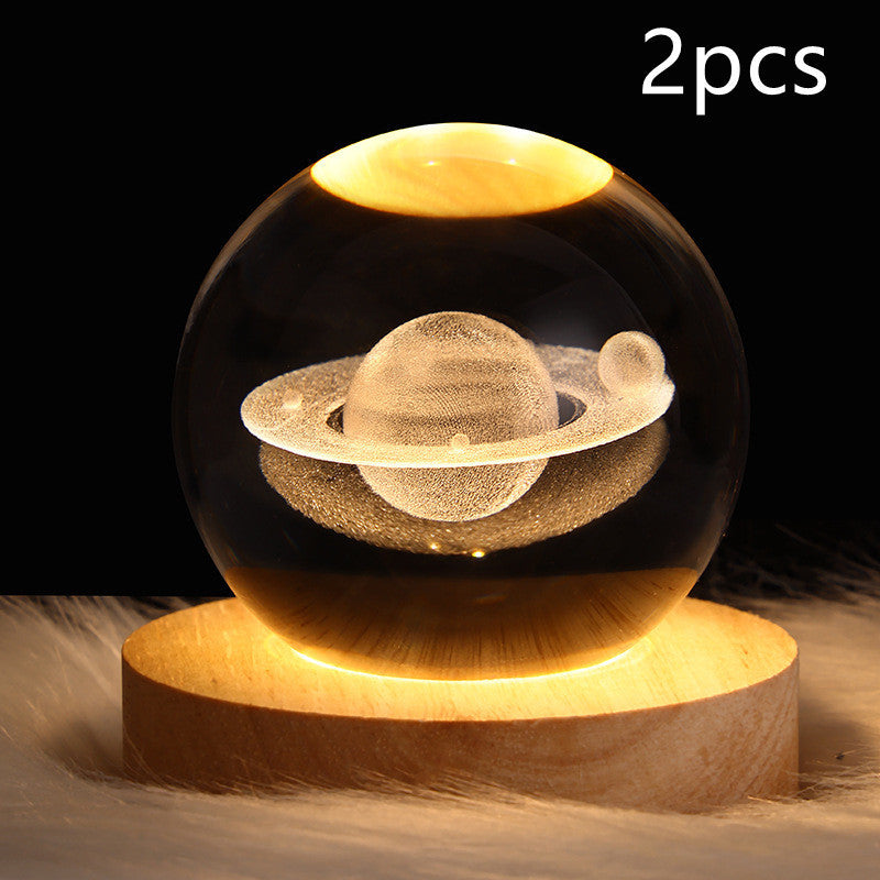 StellarGlow: 3D Galaxy Crystal Ball Night Light & Planet Lamp