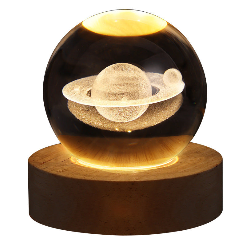 StellarGlow: 3D Galaxy Crystal Ball Night Light & Planet Lamp