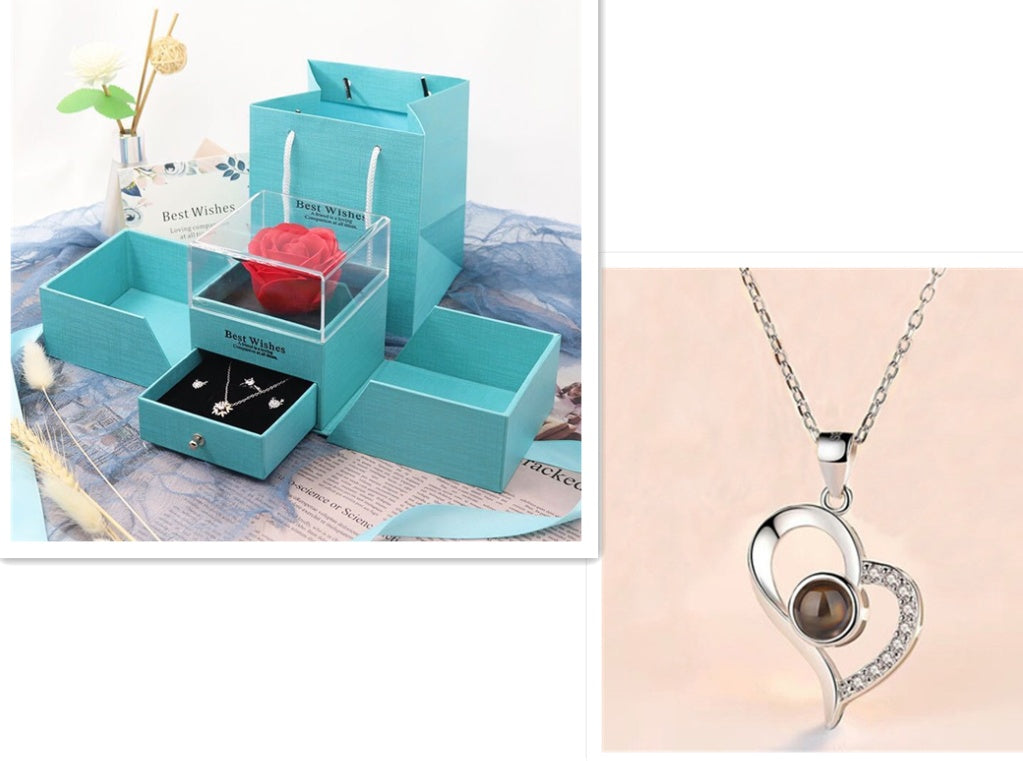 Eternal Rose Jewelry Gift Set: Valentine’s Day Necklace for Her- Best Wishes