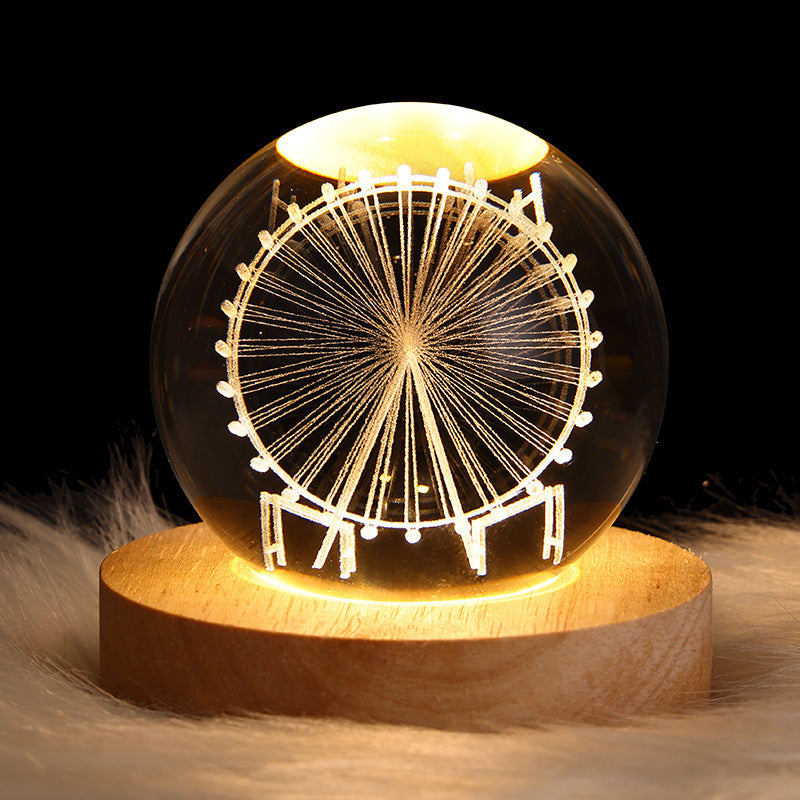 StellarGlow: 3D Galaxy Crystal Ball Night Light & Planet Lamp