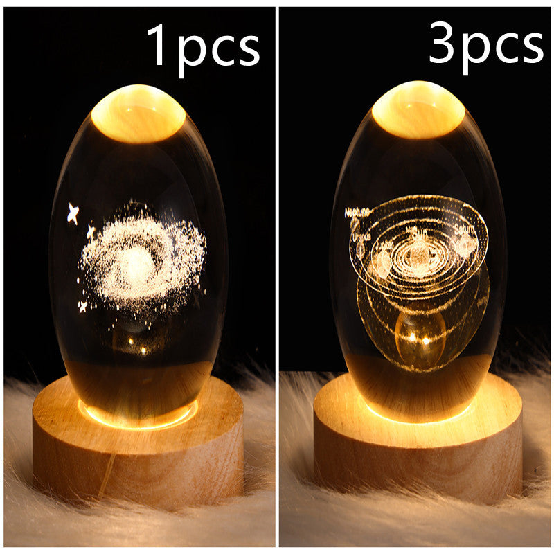 StellarGlow: 3D Galaxy Crystal Ball Night Light & Planet Lamp