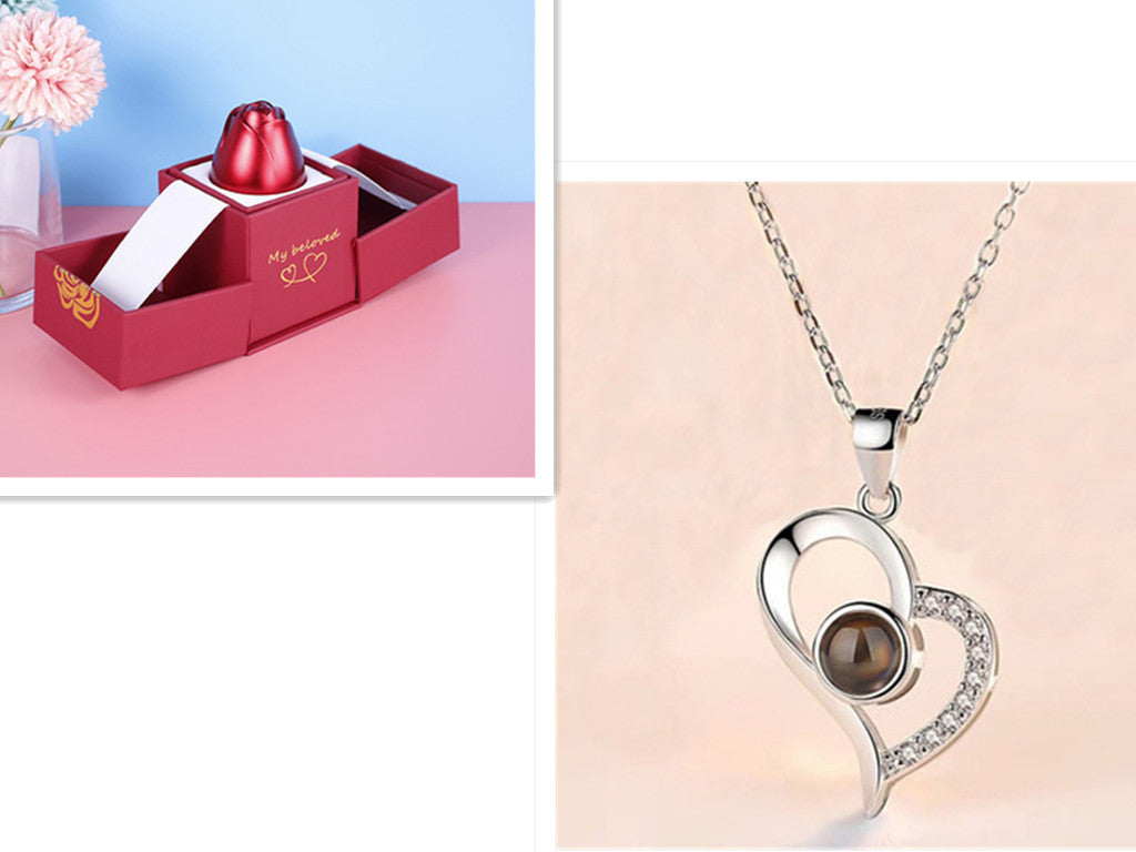 Eternal Rose Jewelry Gift Set: Valentine’s Day Necklace for Her- Best Wishes