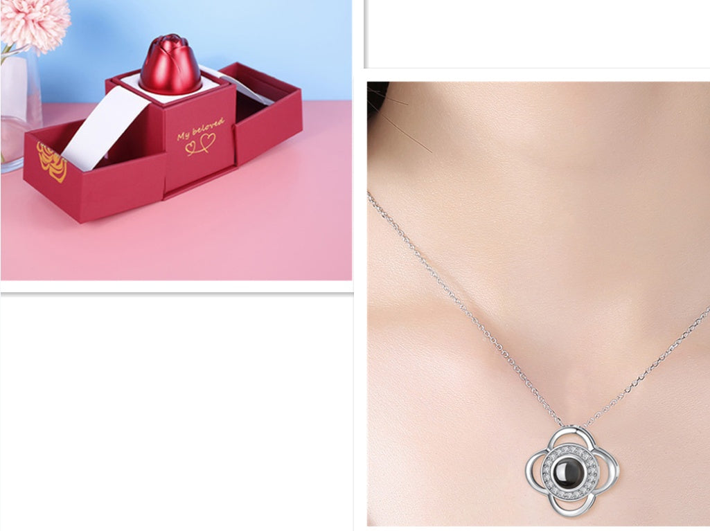 Eternal Rose Jewelry Gift Set: Valentine’s Day Necklace for Her- Best Wishes