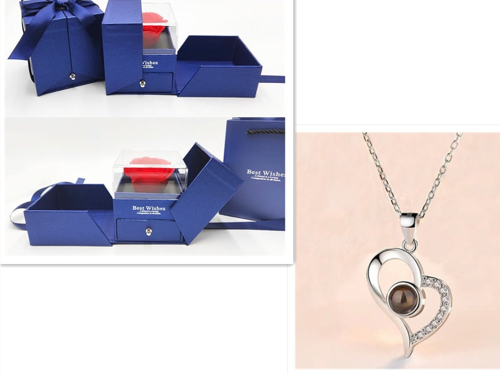 Eternal Rose Jewelry Gift Set: Valentine’s Day Necklace for Her- Best Wishes