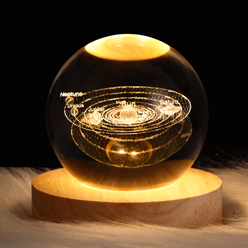 StellarGlow: 3D Galaxy Crystal Ball Night Light & Planet Lamp