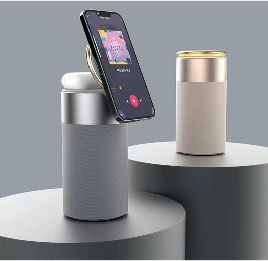 All-in-One PowerHub: Wireless Charger, Bluetooth Speaker & Touch Lamp for iPhone & AirPods
