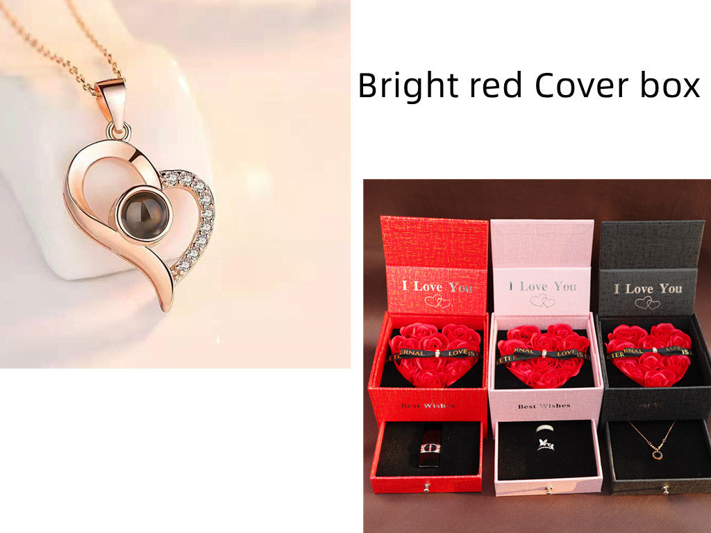 Eternal Rose Jewelry Gift Set: Valentine’s Day Necklace for Her- Best Wishes