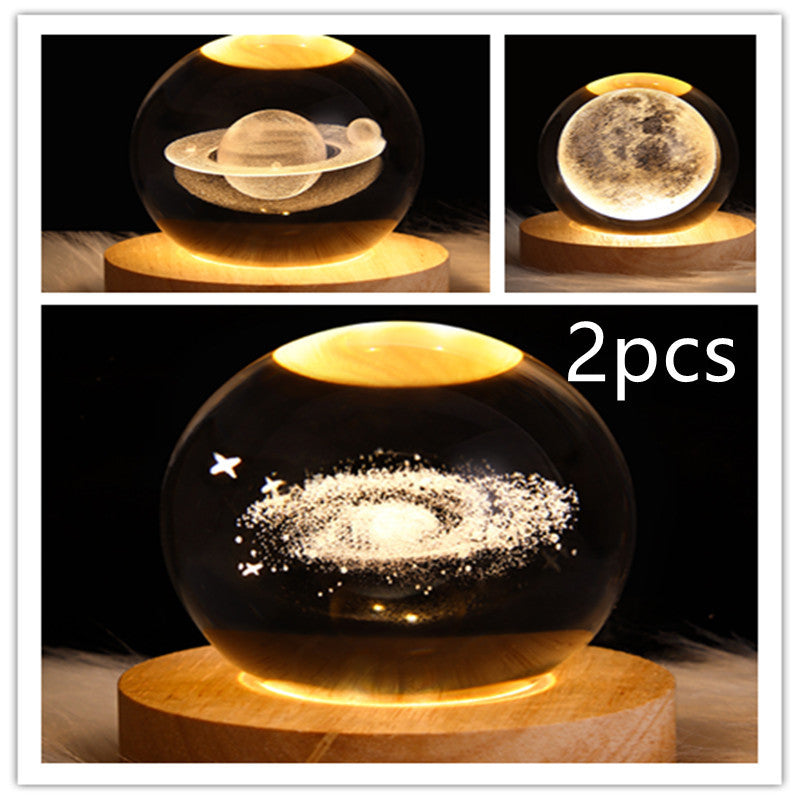 StellarGlow: 3D Galaxy Crystal Ball Night Light & Planet Lamp