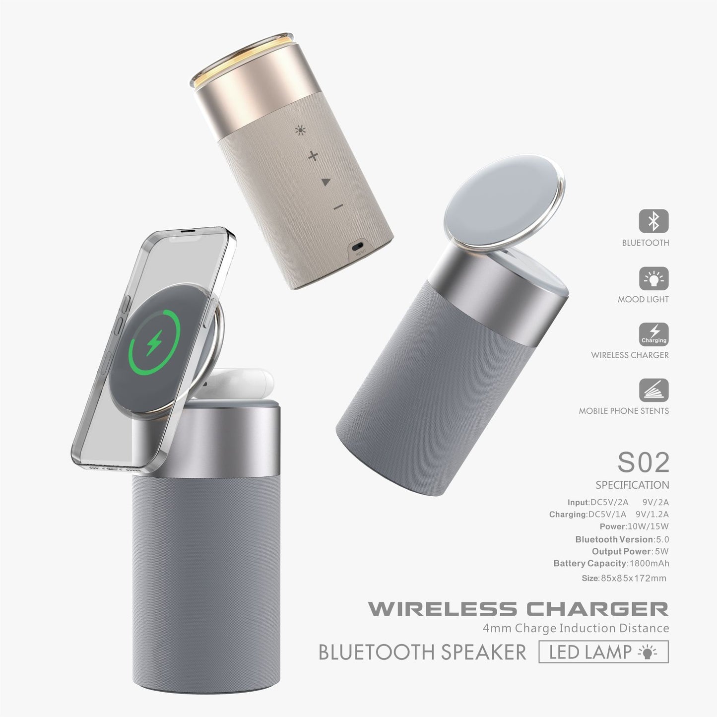 All-in-One PowerHub: Wireless Charger, Bluetooth Speaker & Touch Lamp for iPhone & AirPods