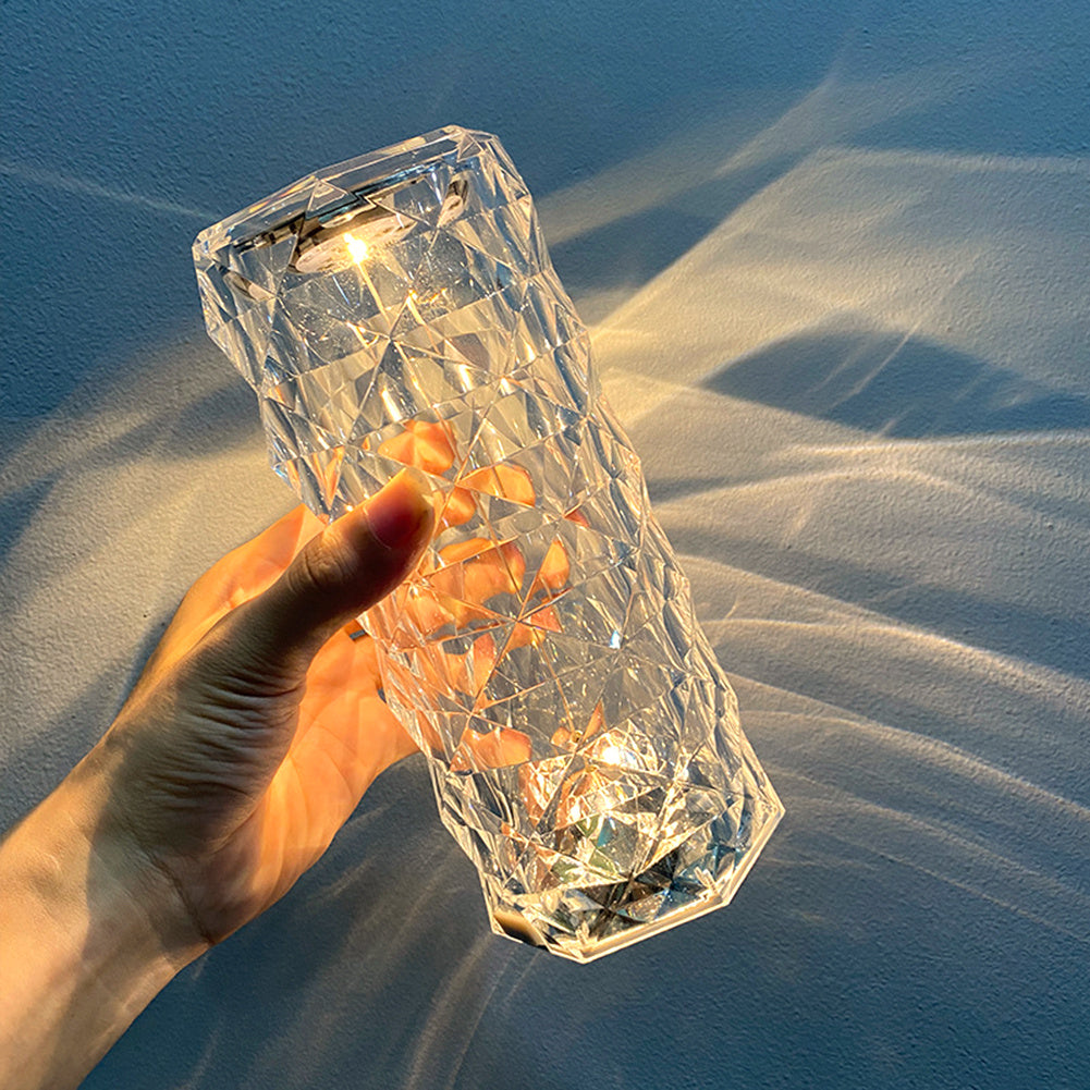 CrystalGlow: Nordic Rose Projector & Dimming Table Lamp