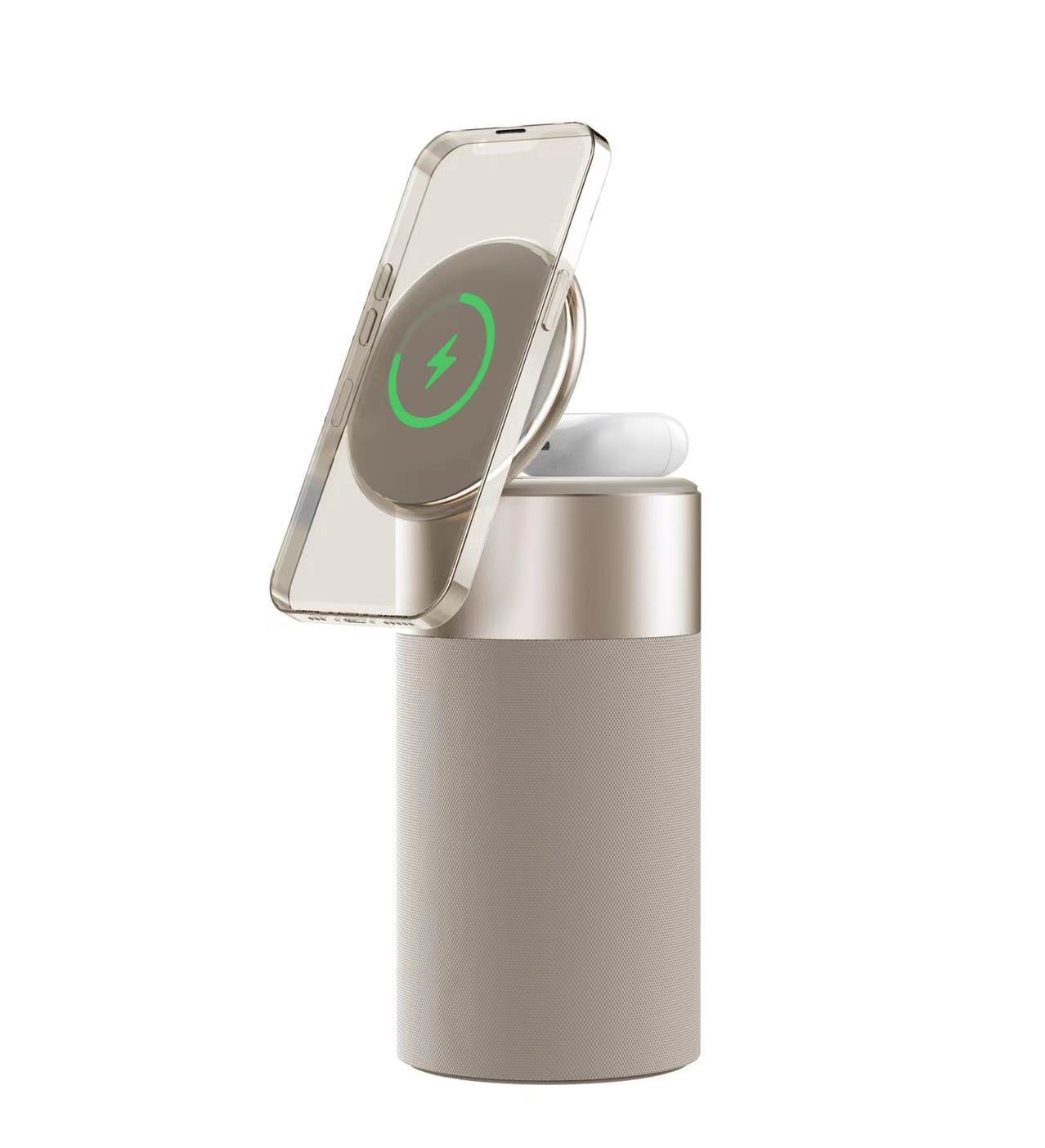 All-in-One PowerHub: Wireless Charger, Bluetooth Speaker & Touch Lamp for iPhone & AirPods