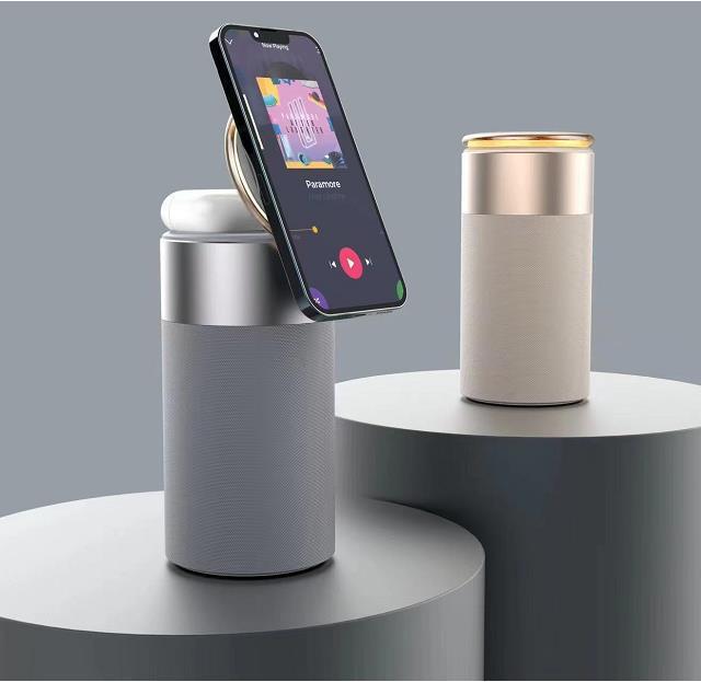 All-in-One PowerHub: Wireless Charger, Bluetooth Speaker & Touch Lamp for iPhone & AirPods