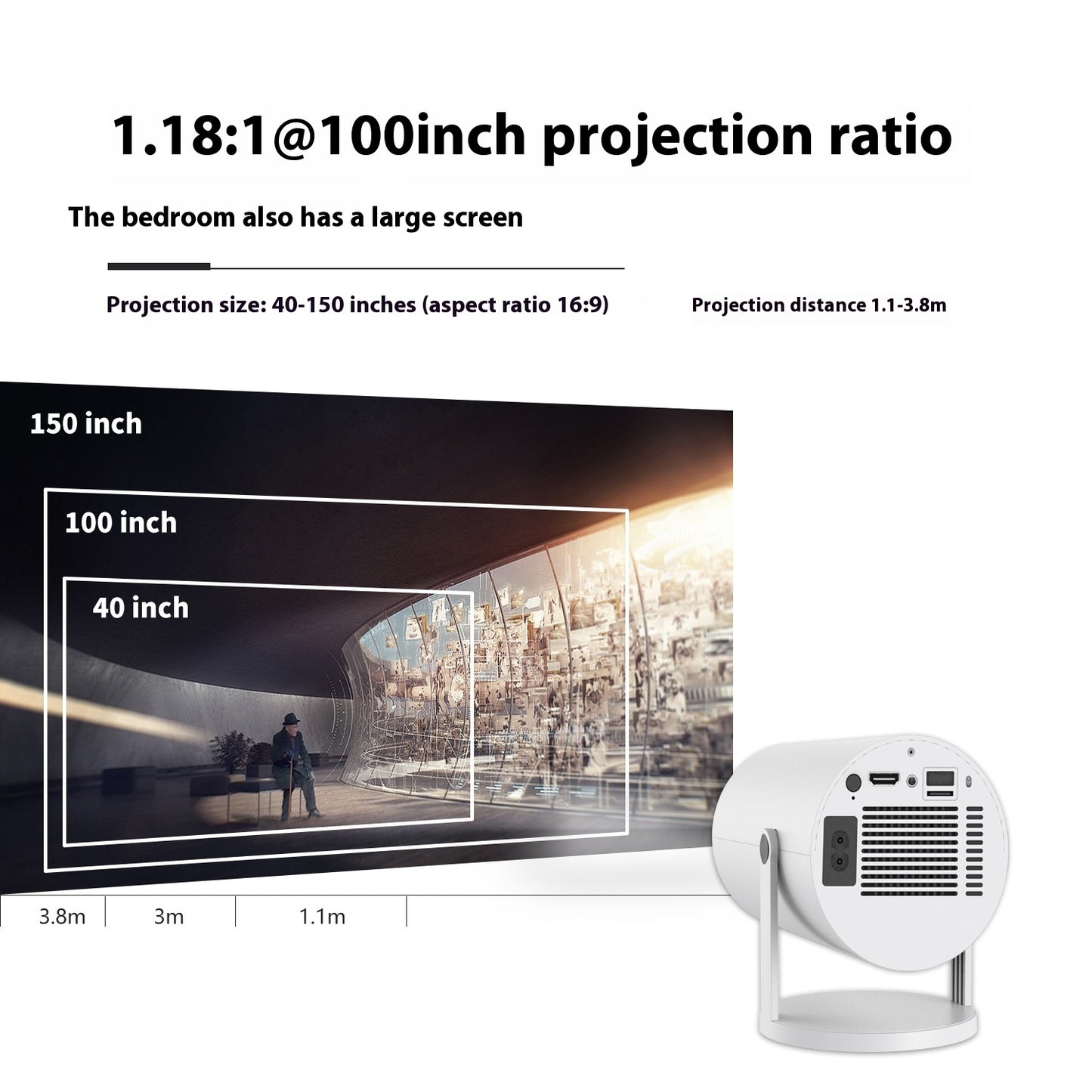 HomeVision 180°: Compact Auto-Focus Projector for Immersive Home Entertainment